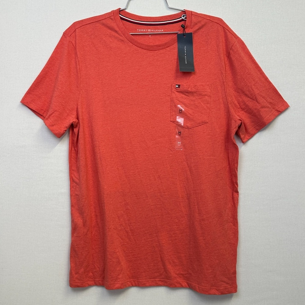 Tommy Hilfiger Mens Medium Red Coral Pocket T-Shirt NWT